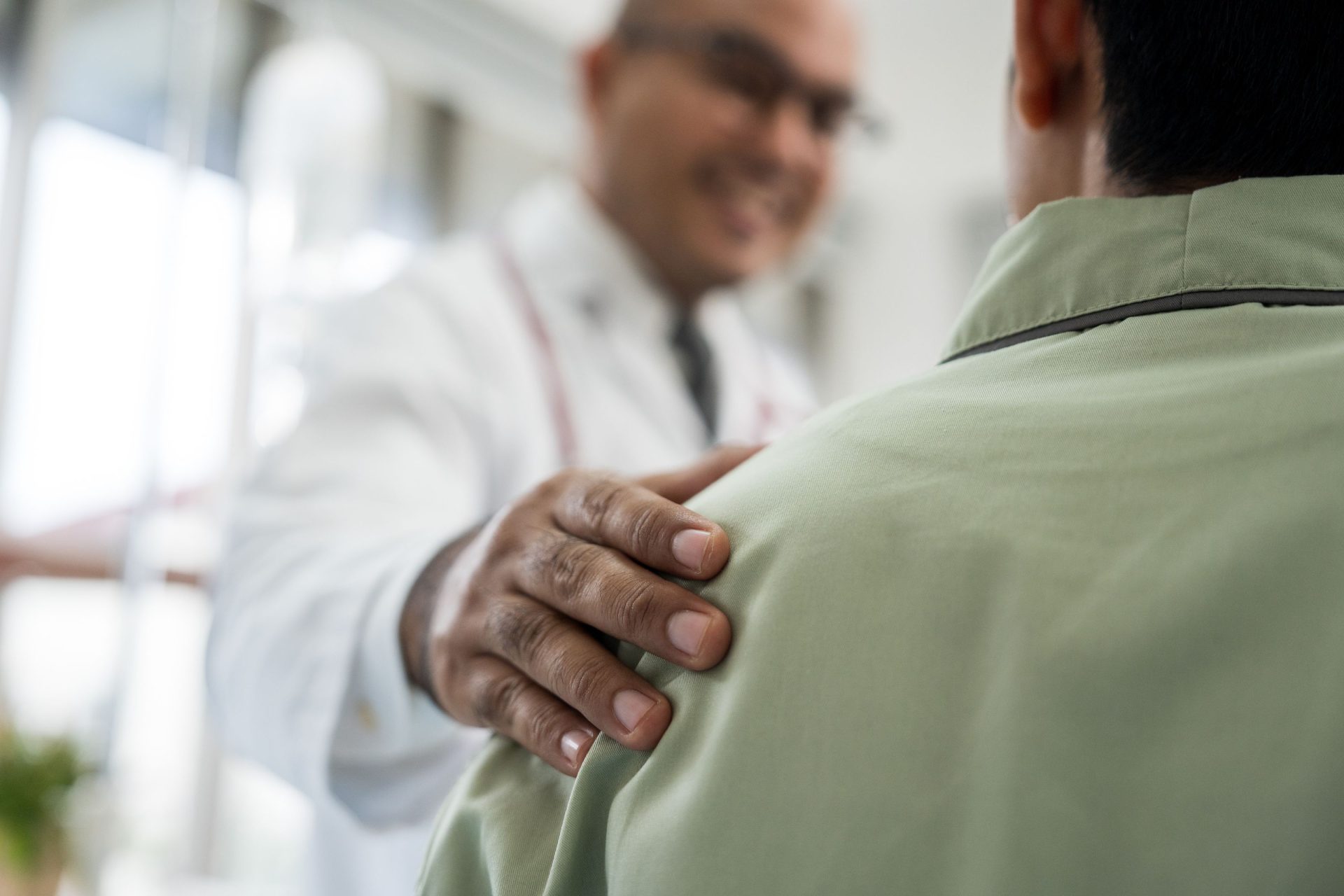 A healthcare provider in his practice